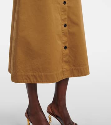 Falda midi de sarga de algodón | Saint Laurent
