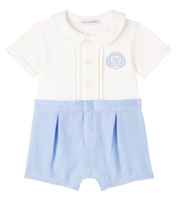 Baby logo cotton and linen bodysuit | Dolce&Gabbana Kids
