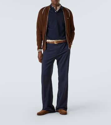Logo cotton-blend zip-up cardigan  | Miu Miu
