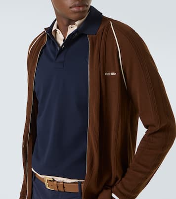 Logo cotton-blend zip-up cardigan  | Miu Miu