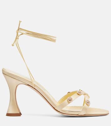 Pelysaka 95 embellished satin sandals | Manolo Blahnik