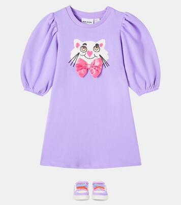 Patch-appliqué cotton dress | Mini Rodini