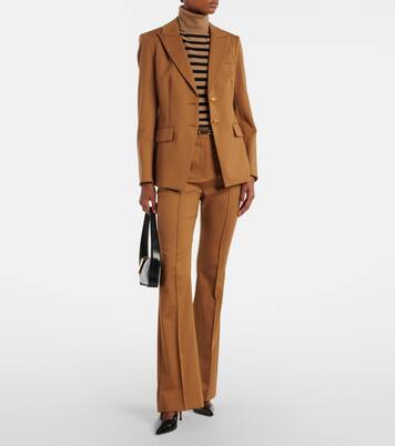 Pantaloni flared Gracie in lana con cintura | Veronica Beard