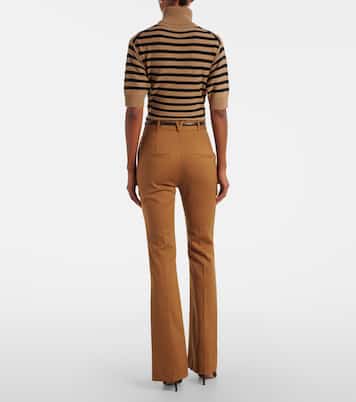 Pantaloni flared Gracie in lana con cintura | Veronica Beard
