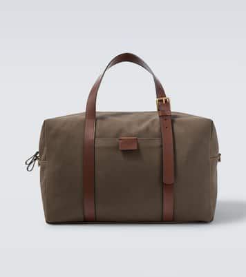 Leather-trimmed canvas duffel bag | Giorgio Armani