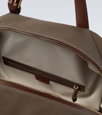 Leather-trimmed canvas duffel bag | Giorgio Armani