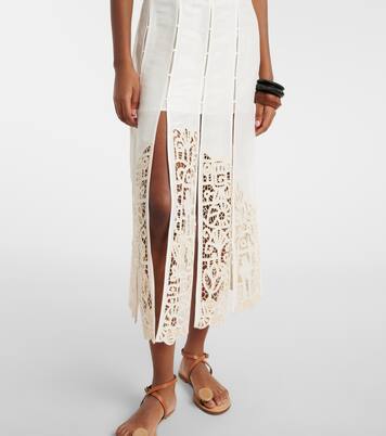 Rosemary linen-blend midi skirt | Alémais