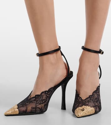 Faiz 100 leather-trimmed lace pumps | Jimmy Choo