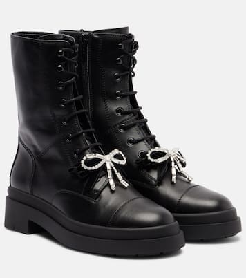 Averi bow-detail leather lace-up boots | Jimmy Choo