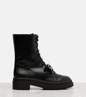 Averi bow-detail leather lace-up boots | Jimmy Choo