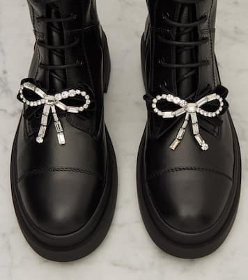 Averi bow-detail leather lace-up boots | Jimmy Choo