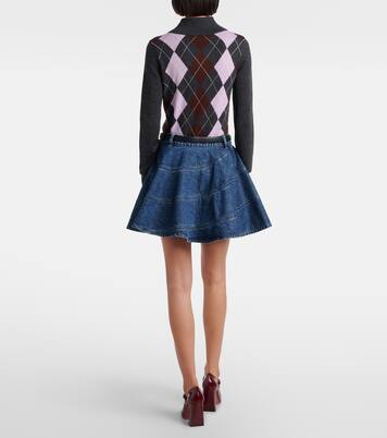 Belted denim miniskirt | Self-Portrait