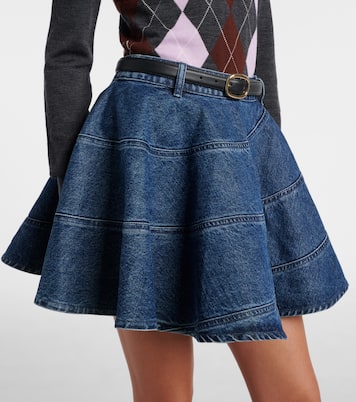 Belted denim miniskirt | Self-Portrait