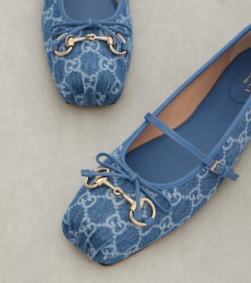 Ballerinas Gucci Horsebit GG aus Denim | Gucci