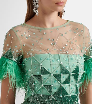 Embellished feather-trimmed gown | Là Fuori