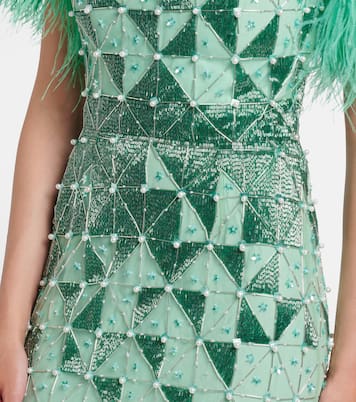 Embellished feather-trimmed gown | Là Fuori