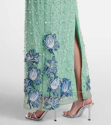 Embellished feather-trimmed gown | Là Fuori