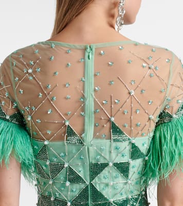 Embellished feather-trimmed gown | Là Fuori