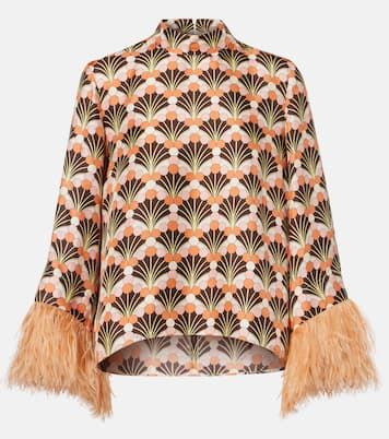 Top Make An Exit de sarga de seda con plumas | La DoubleJ