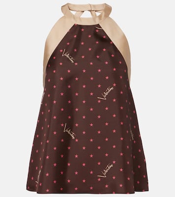 Printed halterneck silk twill top | Valentino