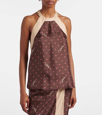 Printed halterneck silk twill top | Valentino
