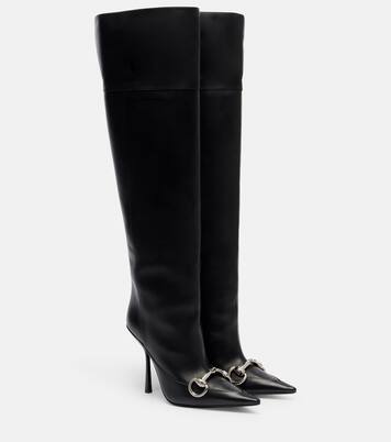 Boulevard Horsebit leather knee-high boots | Gucci