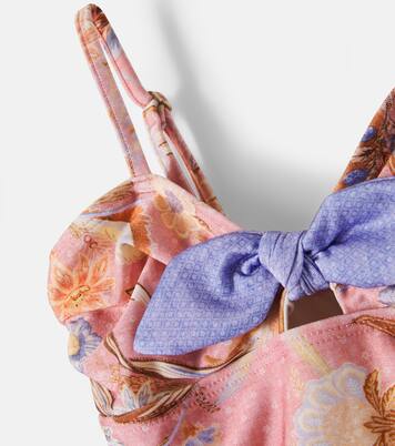 Indra bow-detail floral swimsuit  | Zimmermann Kids