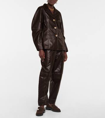 Mid-Rise-Hose aus Leder | Ganni