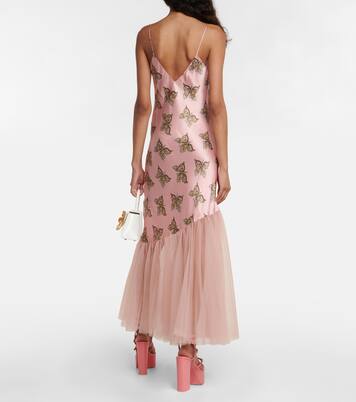 Robe imprimée en satin de soie et tulle | Rodarte