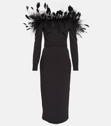 Robe midi à plumes | Safiyaa