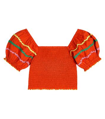 Shirred embroidered cotton top | Stella McCartney Kids