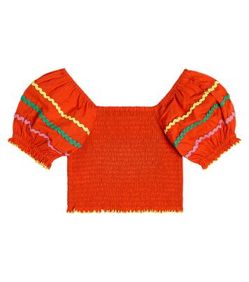 Shirred embroidered cotton top | Stella McCartney Kids