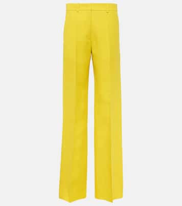 Pantalon droit à taille haute en Crêpe Couture | Valentino