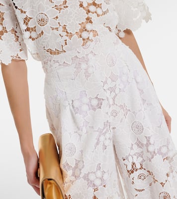 Weite High-Rise-Hose aus Spitze | Oscar de la Renta