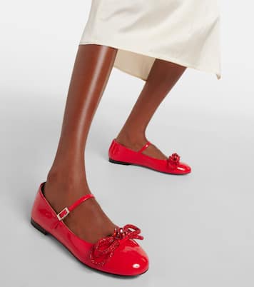 Bow-detail patent leather Mary Jane flats | Mach & Mach