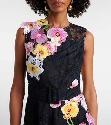 Besticktes Cocktailkleid Orchid aus Spitze | Oscar de la Renta