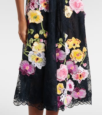 Besticktes Cocktailkleid Orchid aus Spitze | Oscar de la Renta