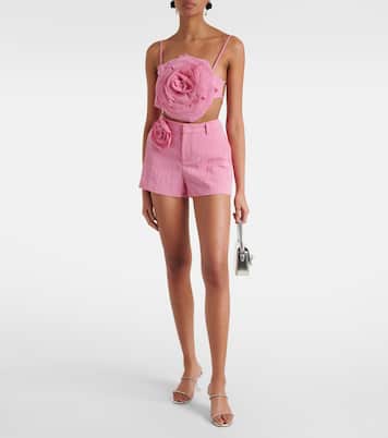 Shorts de gabardina con aplique floral | Blumarine