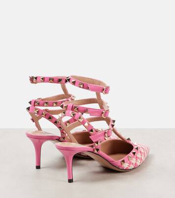 Rockstud 65 bouclé-trimmed leather pumps | Valentino Garavani