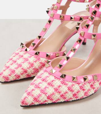 Rockstud 65 bouclé-trimmed leather pumps | Valentino Garavani