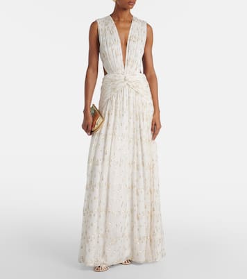 Luccia cutout silk jacquard gown | Costarellos