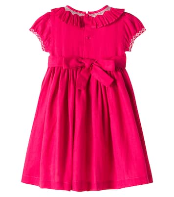 Embroidered smocked linen dress | La Coqueta