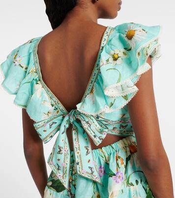 Robe Foral Freefall en lin à ornements | Camilla