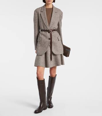 Blazer en mezcla de lana espigado | Brunello Cucinelli