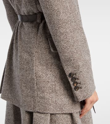 Blazer en mezcla de lana espigado | Brunello Cucinelli