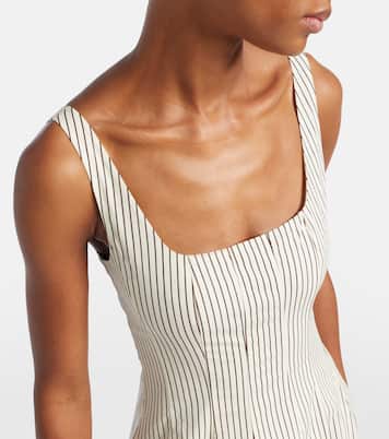 Striped pleated cotton midi dress | Staud