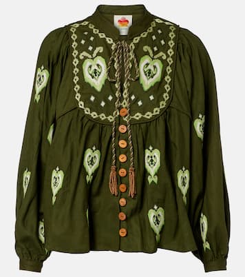 Bedruckte Bluse aus einem Leinengemisch | Farm Rio