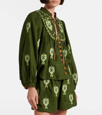 Bedruckte Bluse aus einem Leinengemisch | Farm Rio