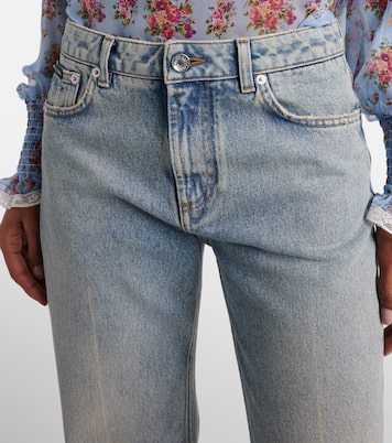 Straight Jeans mit Leder | Dolce&Gabbana