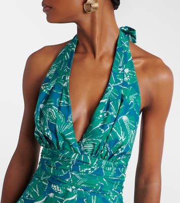 Printed halterneck cotton midi dress | Max Mara